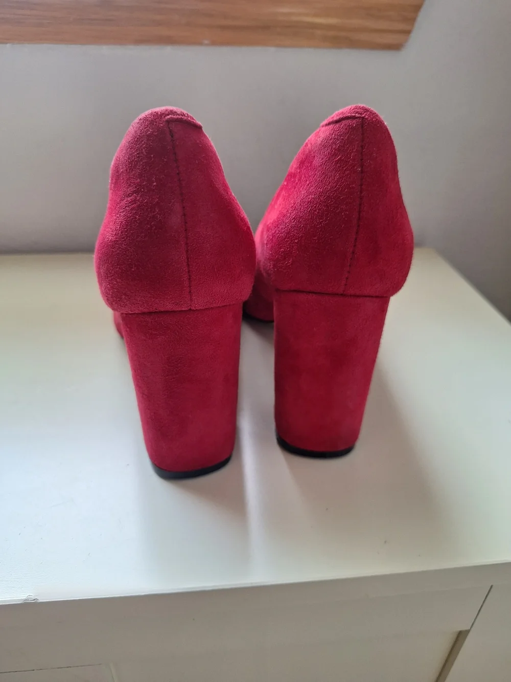 Isola Red Suede Rounded Block Heel Pumps